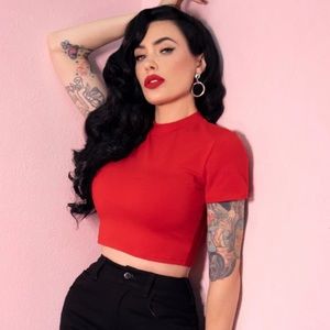 Red Bad Girl crop top Vixen by Micheline Pitt
